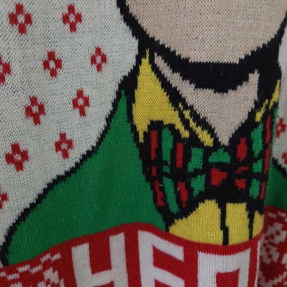 The Office Ugly Christmas Sweater Dwight Elf Medium Women Holiday Top Red Green - Picture 3 of 5